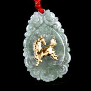 INPHIC-A級翡翠玉千足金吊墜招財生肖馬守護神06