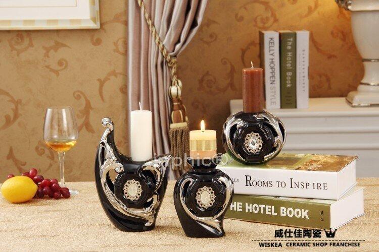INPHIC-古典豪華家居工藝品裝飾擺飾陶瓷鑲鑽石燭臺擺飾復古現代