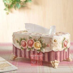 INPHIC-維多利亞玫瑰花陶瓷紙巾盒餐巾盒抽紙盒新房擺設家居