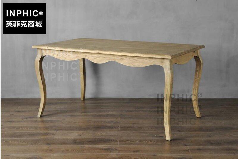 INPHIC-美式鄉村西餐桌 簡約復古6人經典原木方桌