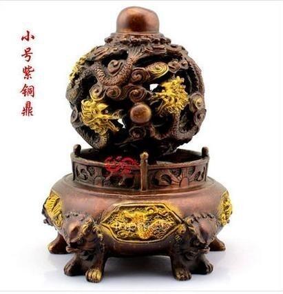 INPHIC-開光銅制九轉青龍乾坤富貴寶鼎擺件 銅質秘法九轉乾坤鼎轉運避邪