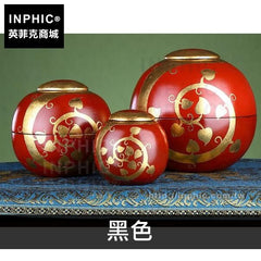 INPHIC-三件套桌面裝飾菩提樹罐寶盒木罐子擺飾東南亞套裝裝飾品-黑色