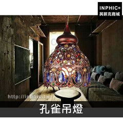 INPHIC-單頭復古波西米亞餐廳東南亞吧臺吊燈水晶-孔雀吊燈