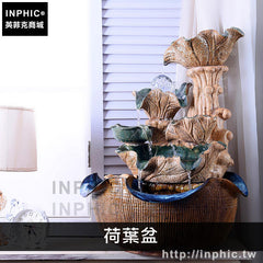 INPHIC-擺飾荷花魚盆客廳茶室招財中式流水粗陶瓷店鋪喬遷裝飾品禪意-荷葉盆
