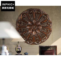 INPHIC-木雕東南亞壁飾裝飾品蓮花雕花板掛飾泰國