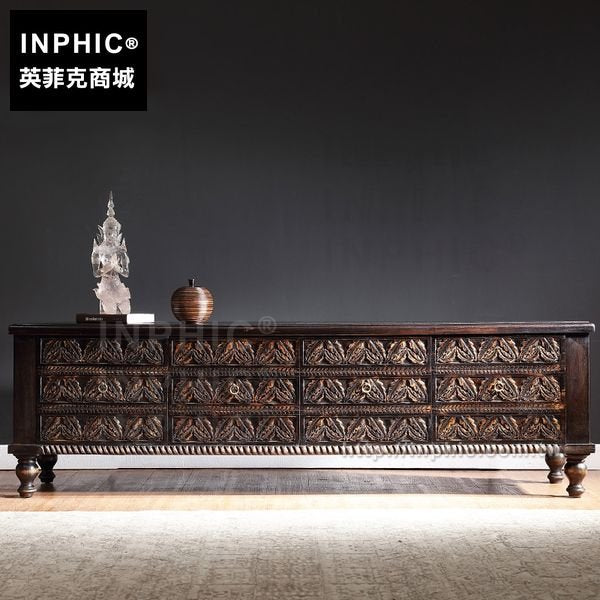 INPHIC-電視櫃子附抽屜傢俱泰國電視機櫃東南亞雕花