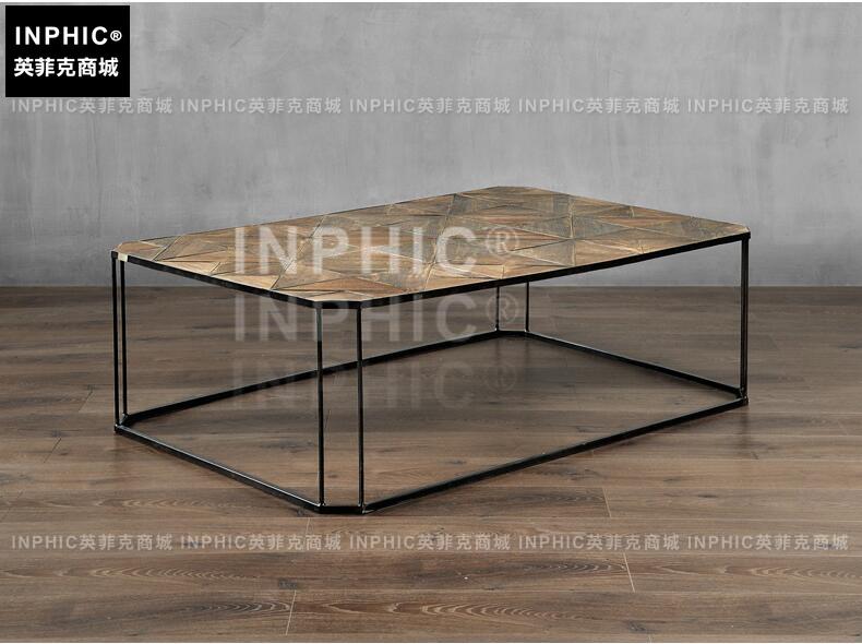 INPHIC-美式鄉村茶幾 鐵榆木拼接工業風客廳個性做舊家具沙發邊幾-C款