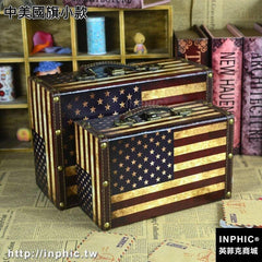 INPHIC-英國旗手提箱復古國旗木箱 婚紗攝影道具櫥窗陳列箱子-中美國旗小款
