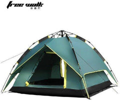 INPHIC-自由行自動帳篷戶外 雙人雙層 露營速開防暴雨3-4人露營 軍綠色是加厚版 湖藍是基本款