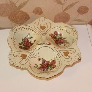 INPHIC-歐式奢華象牙瓷果盤陶瓷家居裝飾擺飾 歐式多角乾果盤