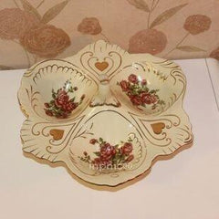 INPHIC-歐式奢華象牙瓷果盤陶瓷家居裝飾擺飾 歐式多角乾果盤