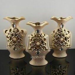 INPHIC-歐式陶瓷客廳裝飾品電鍍擺飾三件套裝禮盒時尚家居現代藝術花瓶