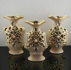 INPHIC-歐式陶瓷客廳裝飾品電鍍擺飾三件套裝禮盒時尚家居現代藝術花瓶