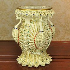 INPHIC-歐式家居吉祥富貴孔雀凳子樹脂矮凳圓形板凳 特色擺件擺飾