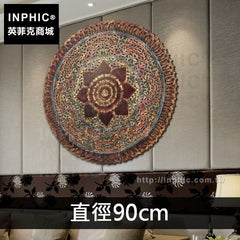 INPHIC-牆飾泰國掛飾鏤空板壁飾彩色做舊東南亞牆上裝飾品木雕-直徑90cm