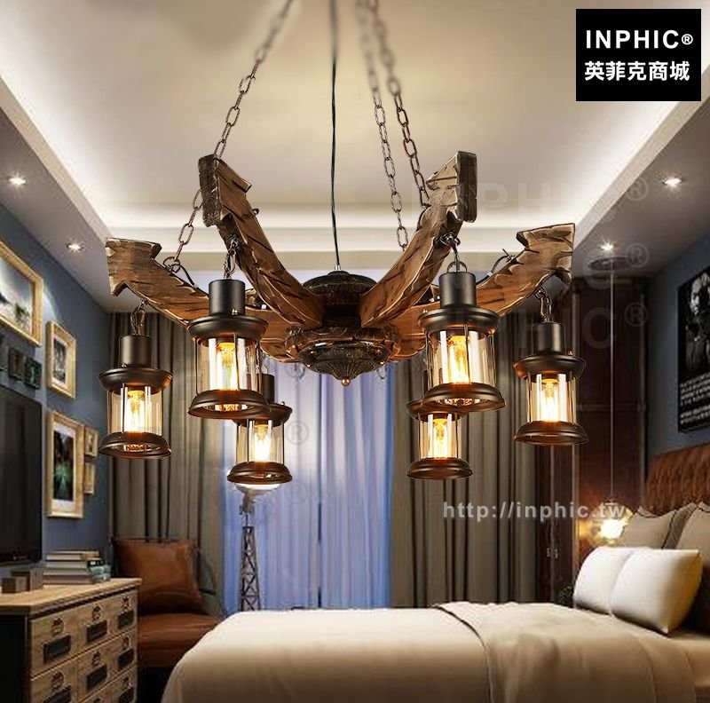 INPHIC-美式實木咖啡廳酒店複古船錨吊燈吧臺酒吧工業風餐廳燈飾