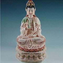 INPHIC-觀音陶瓷供奉 20吋坐蓮臺玉金彩觀音佛像