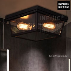 INPHIC-鐵藝陽臺複古書房走廊吸頂燈玄關工業美式燈具玻璃