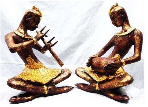 INPHIC-東南亞 家居飾品 泰國風格 泰式木雕 擺飾 工藝品 吹笛打鼓傭個