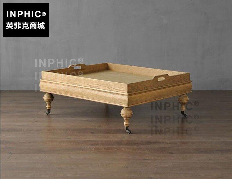 INPHIC-北歐美式鄉村可移動復古茶幾 長方托盤式腿簡約做舊個性桌-A款