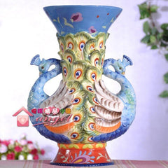 INPHIC-美式錦繡孔雀陶瓷大花瓶花器飾品新房擺飾家居飾品