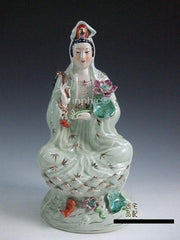 INPHIC-持如意 坐蓮觀音像 （景德鎮鎮宅佛像類擺飾擺設） 手工陶瓷精品