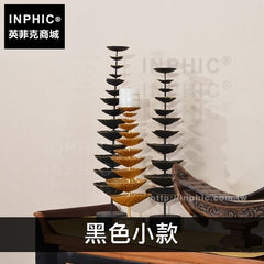 INPHIC-擺飾泰國東南亞燭臺裝飾品鐵藝燭臺-黑色小款