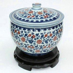 INPHIC-ZF-G009 景德鎮 陶瓷 青花釉裏紅蓮藤 米缸 瓜子缸 花生缸 魚缸