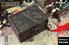 INPHIC-仿古帶鎖小木盒子歐式復古盒桌面雜物收納盒拍攝道具擺設裝飾-蘭花原裝