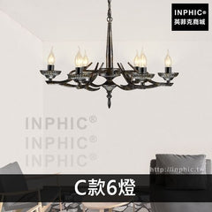 INPHIC-工業風咖啡廳酒吧複古餐廳loft燈具藝術客廳異形吊燈鐵藝-C款6燈
