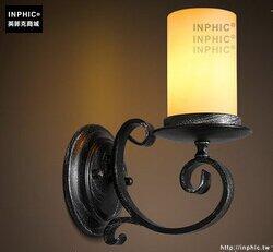 INPHIC- 美式鄉村風格臥室牆燈歐式復古走廊玻璃單頭鐵藝蠟燭臺壁燈-B款
