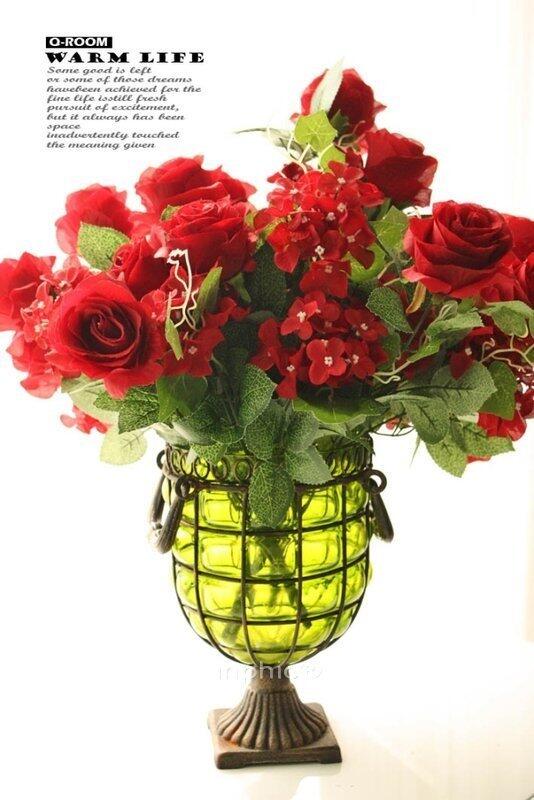 INPHIC-菲羅麗鑄鐵透明綠色玻璃花瓶 歐式田園風格