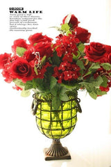 INPHIC-菲羅麗鑄鐵透明綠色玻璃花瓶 歐式田園風格