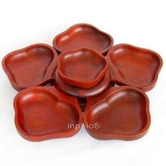 INPHIC-越南紅木工藝品紅木水果盤 旋轉式 梅花瓜果盆組合