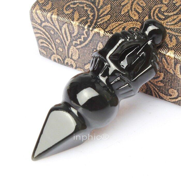 INPHIC-宗教 開光黑曜石六字真言金剛杵護身符吊墜 時尚護身飾品