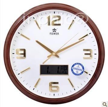 INPHIC-靜音14吋萬年曆鐘電子客廳石英鐘數碼