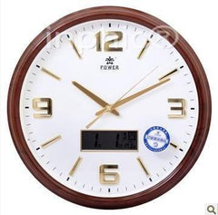 INPHIC-靜音14吋萬年曆鐘電子客廳石英鐘數碼