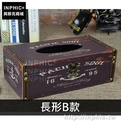 INPHIC-擺設咖啡聽酒吧車用皮革復古家居創意面紙盒紙巾盒防水-長形B款