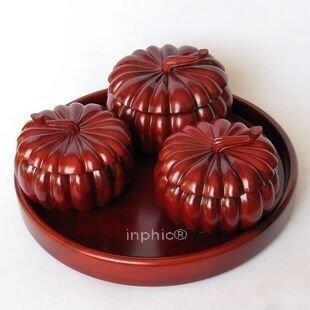 INPHIC-工藝品 花梨木 南瓜果盤4件套 大款 新年