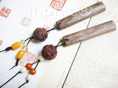 INPHIC-沉香手把件 長方條沉香配紫檀貔貅吊墜子