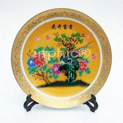 INPHIC-ZF-P149 景德鎮陶瓷盤畫 裝飾盤 雕金粉彩盤 掛盤 花開富貴 擺設