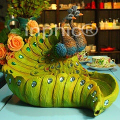 INPHIC-義烏 異域風情 藍孔雀果盤 樹脂工藝桌面擺飾F