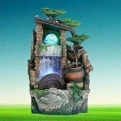 INPHIC-歐式樹脂流水工藝品 田園風格 加濕器 雨景瓦房長青噴泉