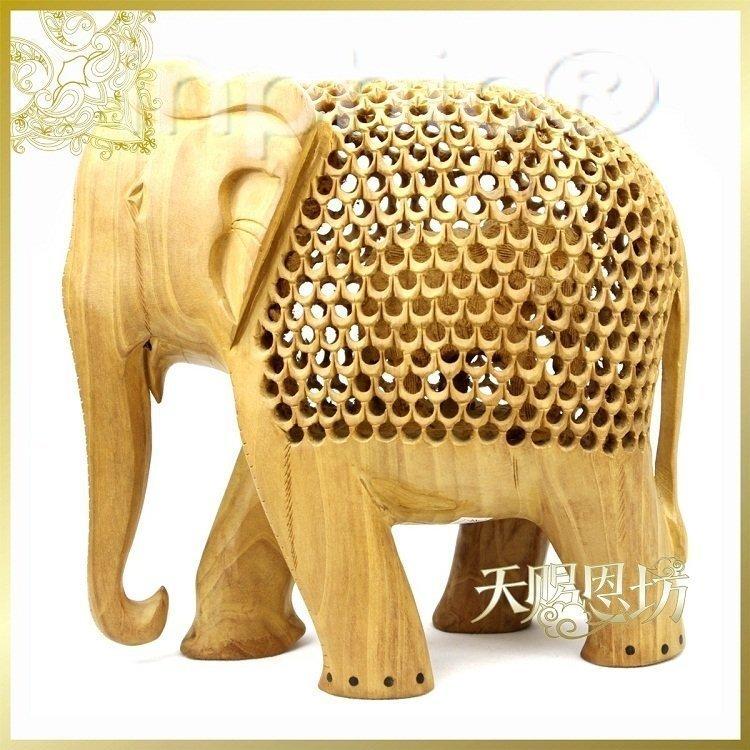 INPHIC-印度進口黃楊木手工鏤空雕刻母子大像大型擺飾