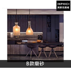 INPHIC-火鍋店簡約酒吧臺水晶單燈現代北歐吊燈具玻璃餐廳酒瓶-B款磨砂