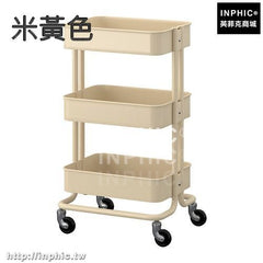 INPHIC-廚房水果蔬菜籃多層收納架菜架手推車帶輪子浴室置物架整理儲物架-米黃色