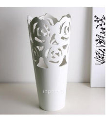 INPHIC-簡約 白色鏤空玫瑰 陶瓷花瓶 工藝品擺設 裝飾品