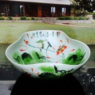 INPHIC-景德鎮瓷器粉彩荷花睡碗蓮陶瓷裝飾養魚烏龜缸現代時尚客廳擺飾