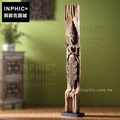 INPHIC-木雕泰國擺設落地裝飾大擺飾人物泰佛原木東南亞