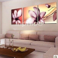 INPHIC-現代簡約無框畫 客廳畫 客廳裝飾畫臥室掛畫壁畫高雅三聯畫透明花